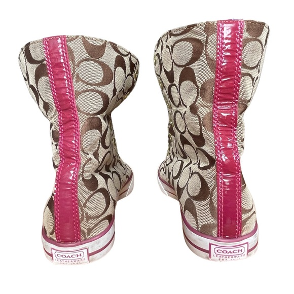 Coach Bonney Poppy high top converse style gold over sneakers Sz7 - Picture 2 of 10